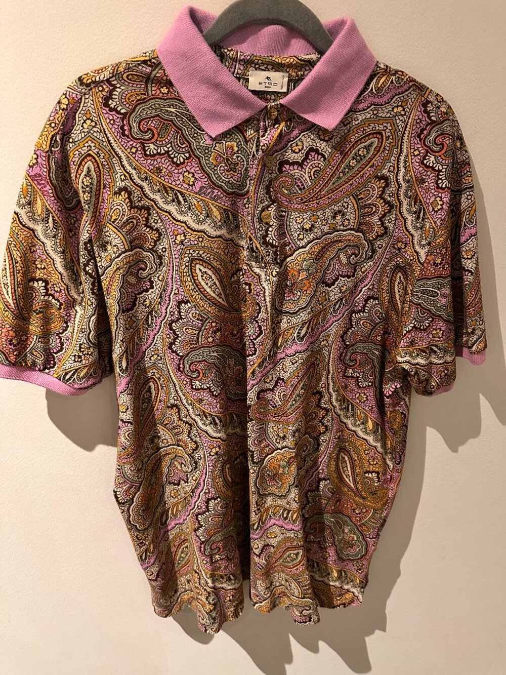 Authentic Etro Milano Men's Designer Paisley Cotton Polo - Made in Italy - XL